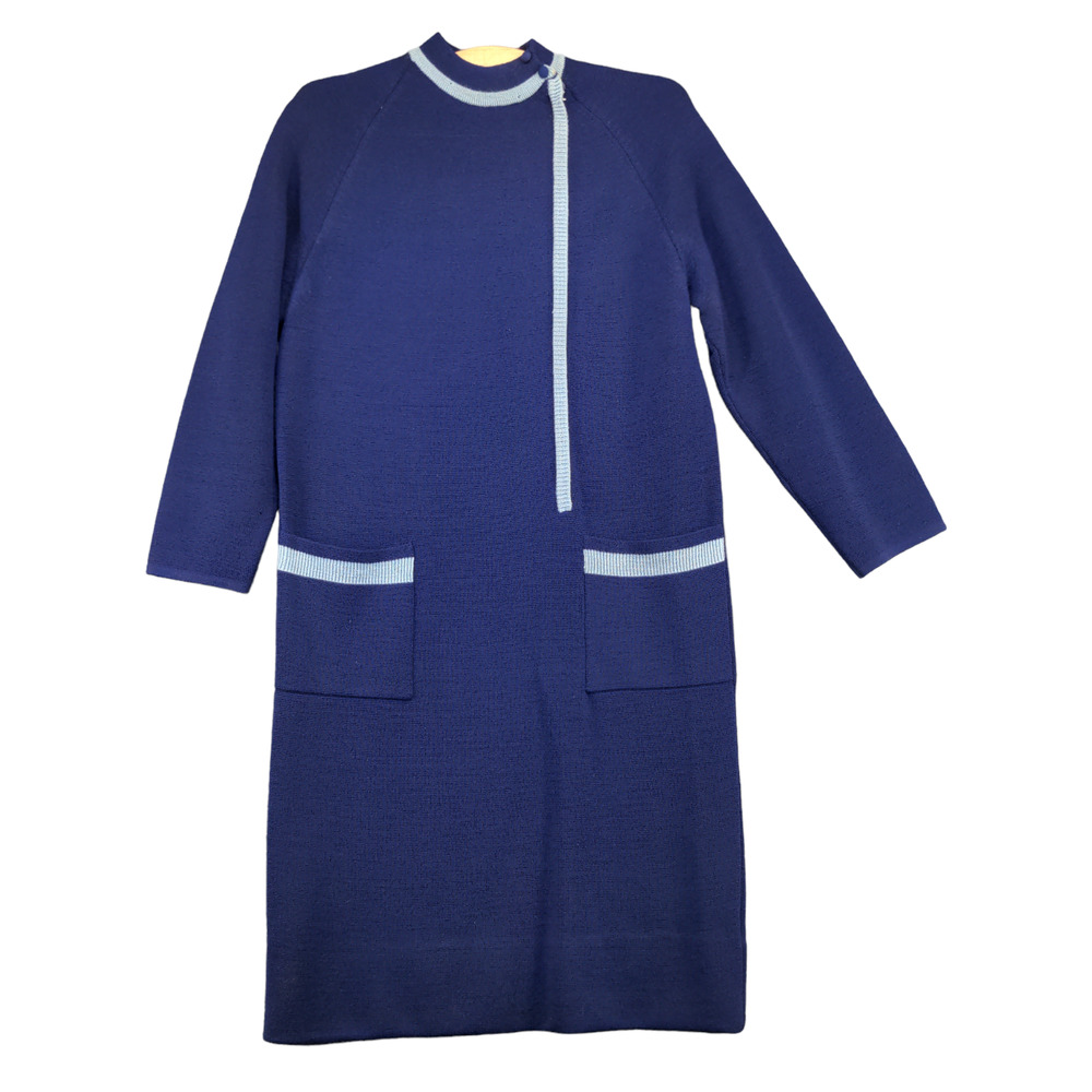 Dorothy's 500 Collection Darby Women's Sweater Dress Blue Size 12 Wool Vintage